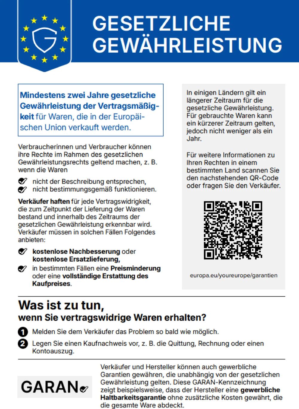 EU-Mitteilung über die gesetzliche Gewährleistung